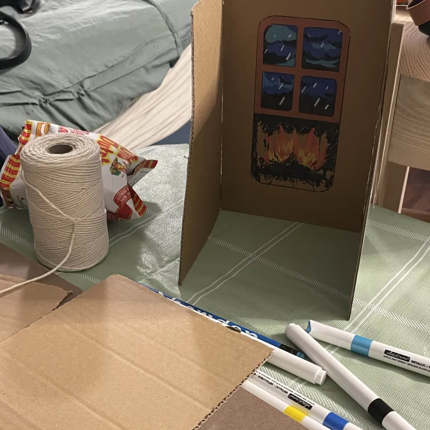 Gluing the pieces together and initially experimenting with twine.